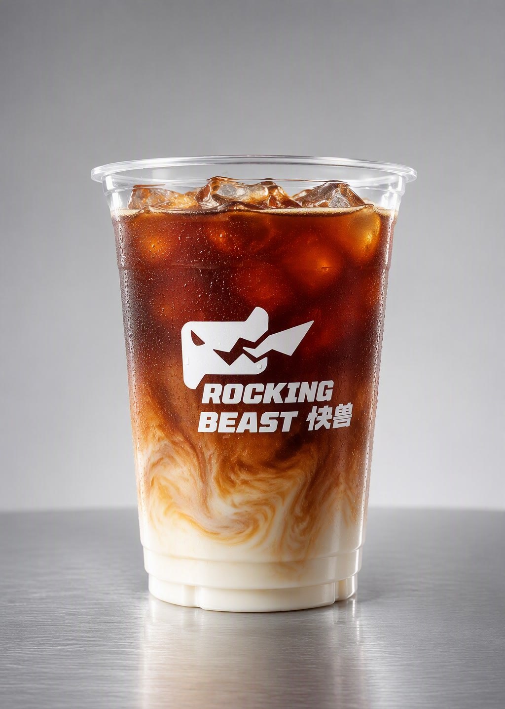 超大杯红茶鸳鸯拿铁 1000ml PET 杯印快兽标
